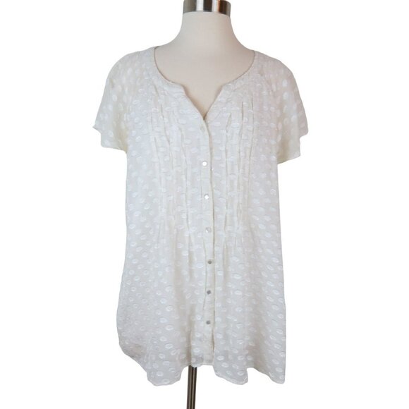 SOFT SURROUNDINGS Women's White Burnout Dot Layered Blouse Size M - Picture 1 of 9
